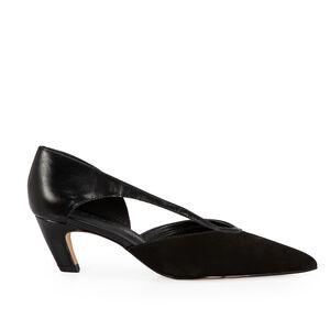 SCARPIN SALTO M&Eacute;DIO COURO SUEDE PRETO