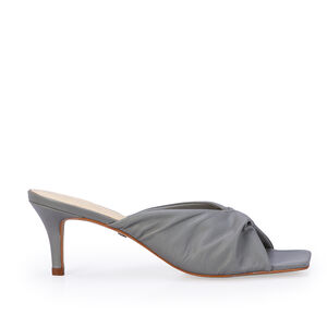 MULE SALTO M&Eacute;DIO CINZA CARBONO DE COURO