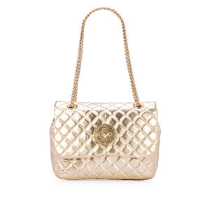 BOLSA DOURADA DE COURO MATELASS&Ecirc; SHOULDER BAG