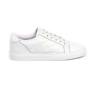 TÊNIS FEMININO BRANCO DE COURO MATELASSÊ AMARRAÇÃO