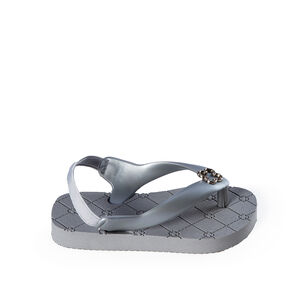 CHINELO BEBÊ PRATA MONOGRAMA COM ELÁSTICO