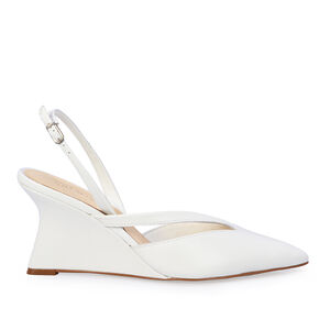 SCARPIN SLINGBACK BRANCO COURO SALTO ANABELA