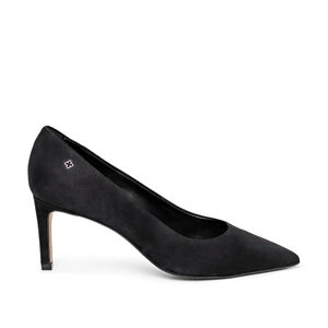 SCARPIN SALTO M&Eacute;DIO PRETO COURO NOBUCK