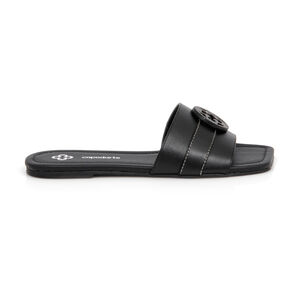 CHINELO RASTEIRO PRETO DE COURO BICO QUADRADO