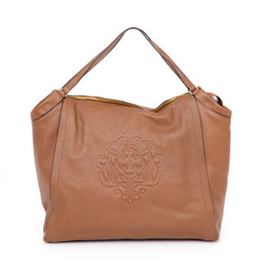 BOLSA DE COURO MARROM SHOPPER