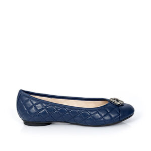 SAPATILHA CATHERINE VINTAGE MARINHO AZZURRO DE COURO MATELASSÊ