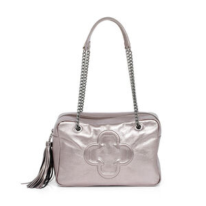 BOLSA SHOPPER CINZA PEWTER DE COURO