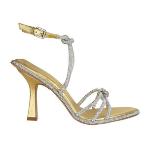 SANDALIA SALTO FINO PRATEADA TIRAS STRASS