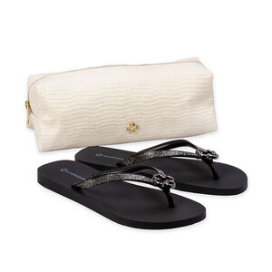 KIT CHINELO DE DEDO PRETO BRILHOS + N&Eacute;CESSAIRE