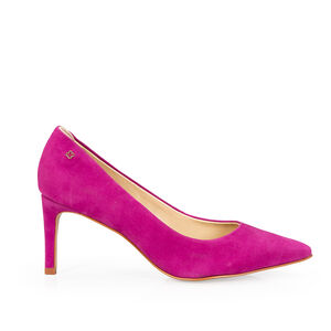 SCARPIN SALTO M&Eacute;DIO ROSA COURO SUEDE