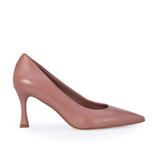 SCARPIN SALTO FLARE DE COURO ROSA MALVA