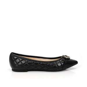 SAPATILHA BICO FINO PRETA DE COURO MATELASS&Ecirc; CATHERINE