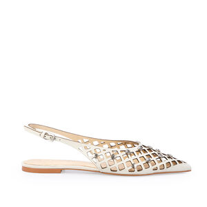 SANDÁLIA SLINGBACK DE COURO BRANCO DUNA VAZADO