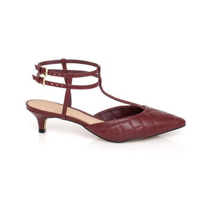 SCARPIN SLINGBACK DE COURO BORDÔ MATELASSÊ