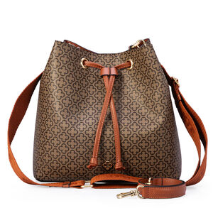 BOLSA CARAMELO MONOGRAMA COM ALÇA GORGURÃO BUCKET