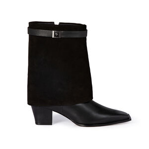 BOTA CANO M&Eacute;DIO PRETA DE COURO NOBUCK