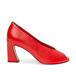 PEEP TOE VERMELHO RUBI SALTO ALTO DE COURO