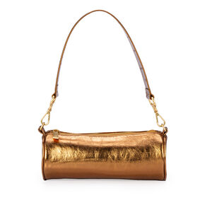 BOLSA CILINDRO COURO BRONZE SHOULDER BAG