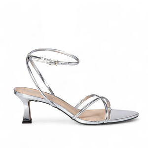 SAND&Aacute;LIA SALTO M&Eacute;DIO PRATA SPECCHIO DE COURO