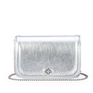 BOLSA PEQUENA PRATA METALIZADA DE COURO SHOULDER BAG