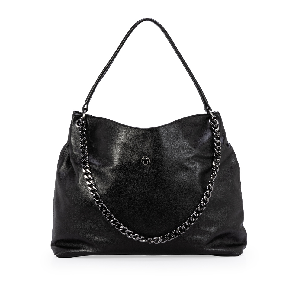 BOLSA GRANDE PRETA DE COURO HOBO image number 0