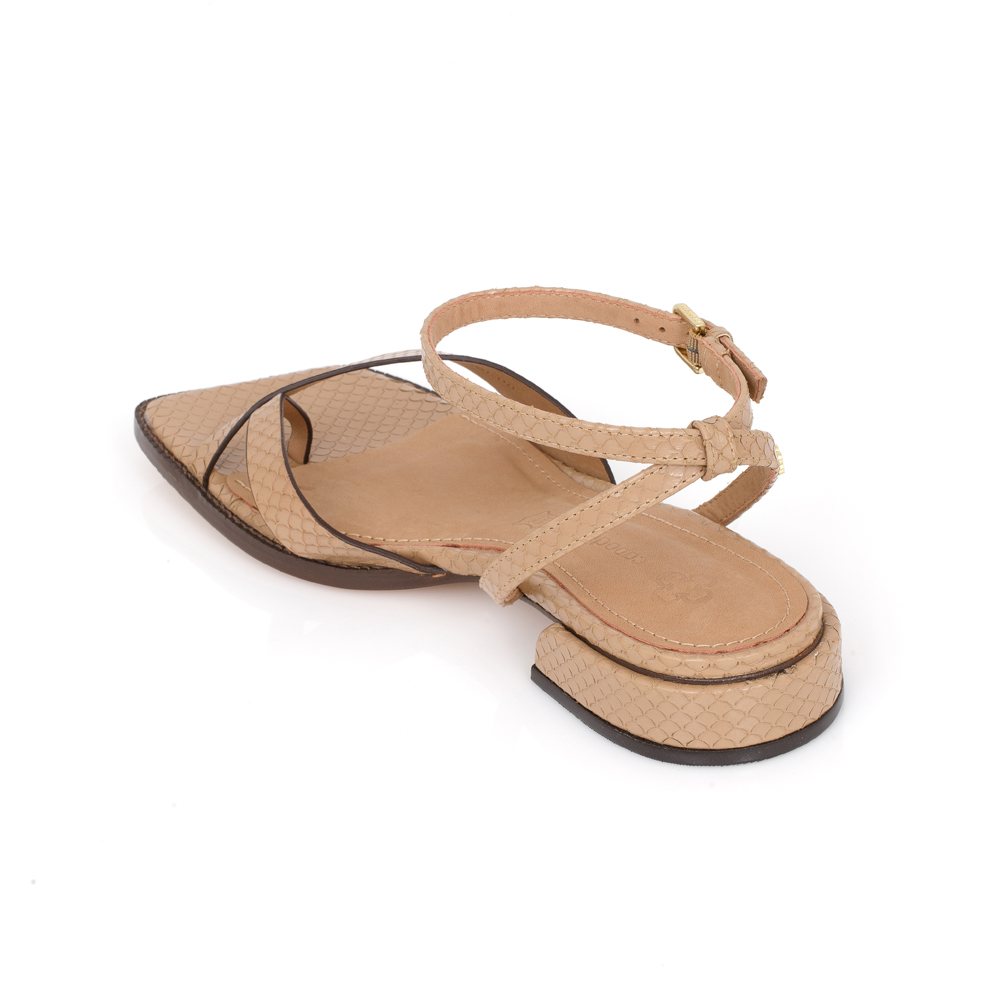 SAND&Aacute;LIA BEGE SALTO BAIXO COURO PITONE image number 2