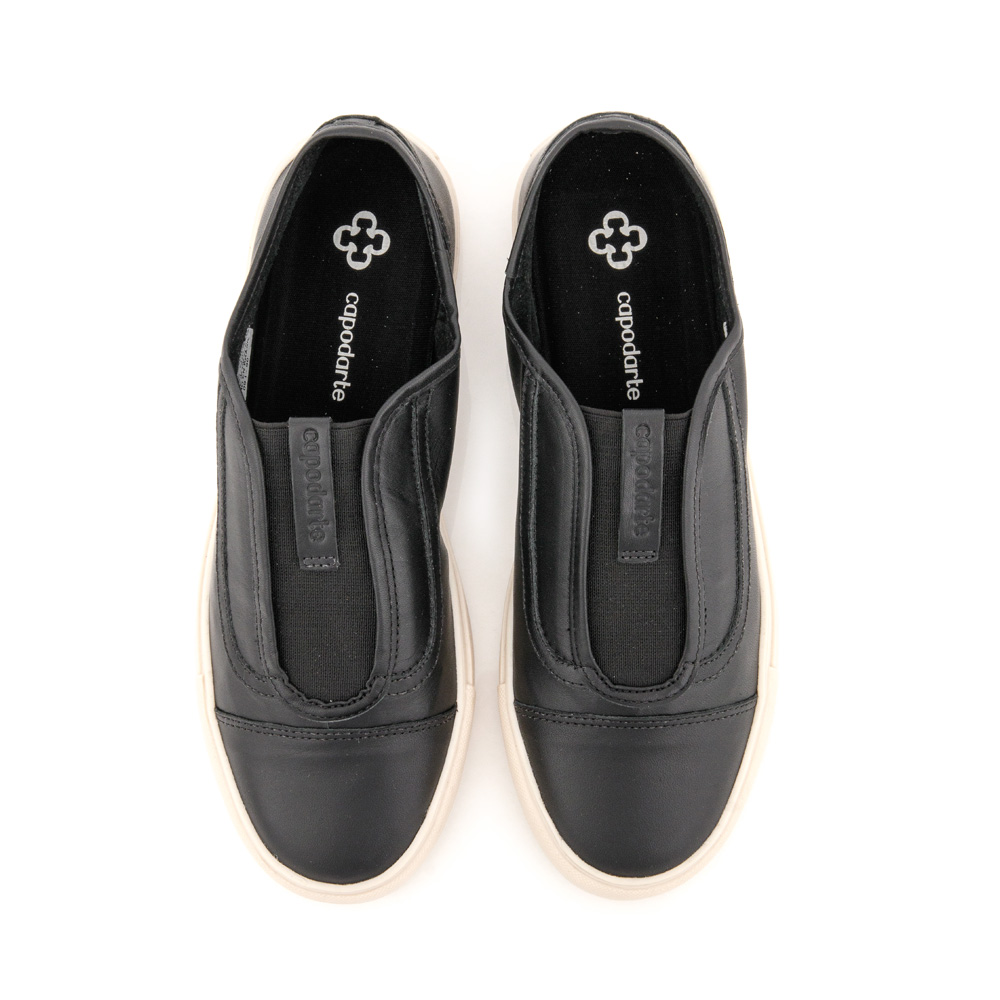 TÊNIS SLIP ON FEMININO PRETO DE COURO image number 4