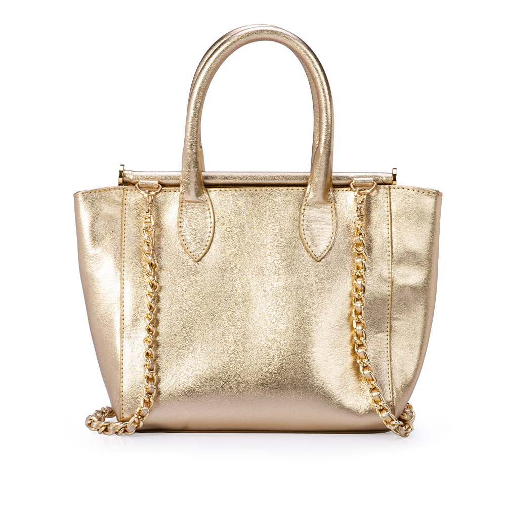 BOLSA TOTE DOURADA METALIZADA DE COURO image number 2