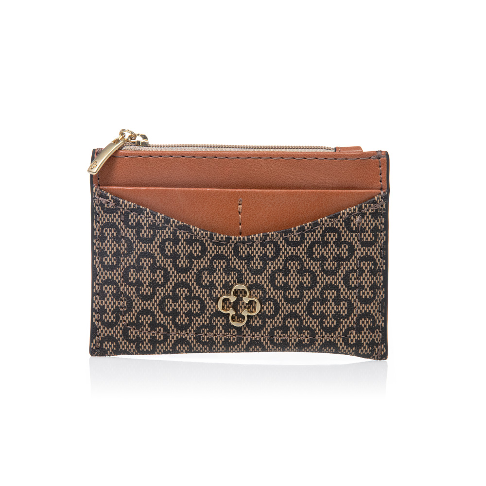 PORTA CARTÃO BEGE MONOGRAMA ZÍPER image number 0