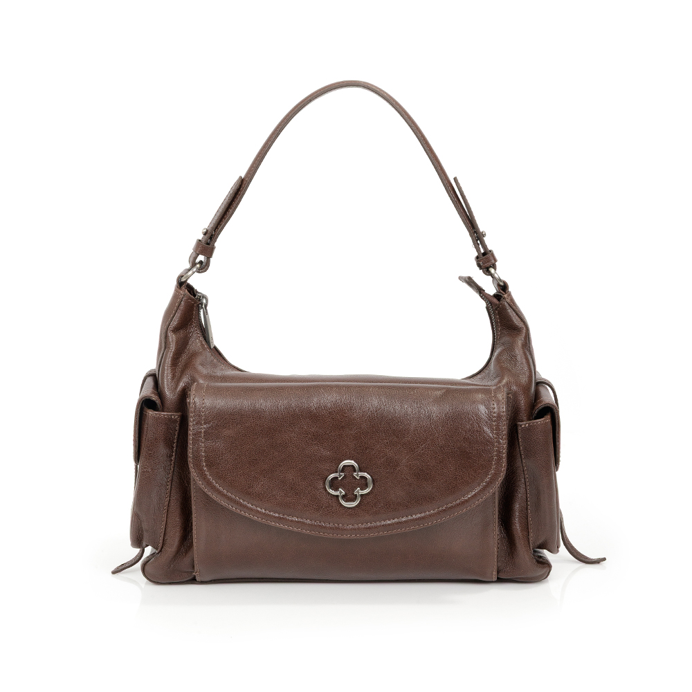 BOLSA M&Eacute;DIA DE COURO MARROM TOTE image number 0