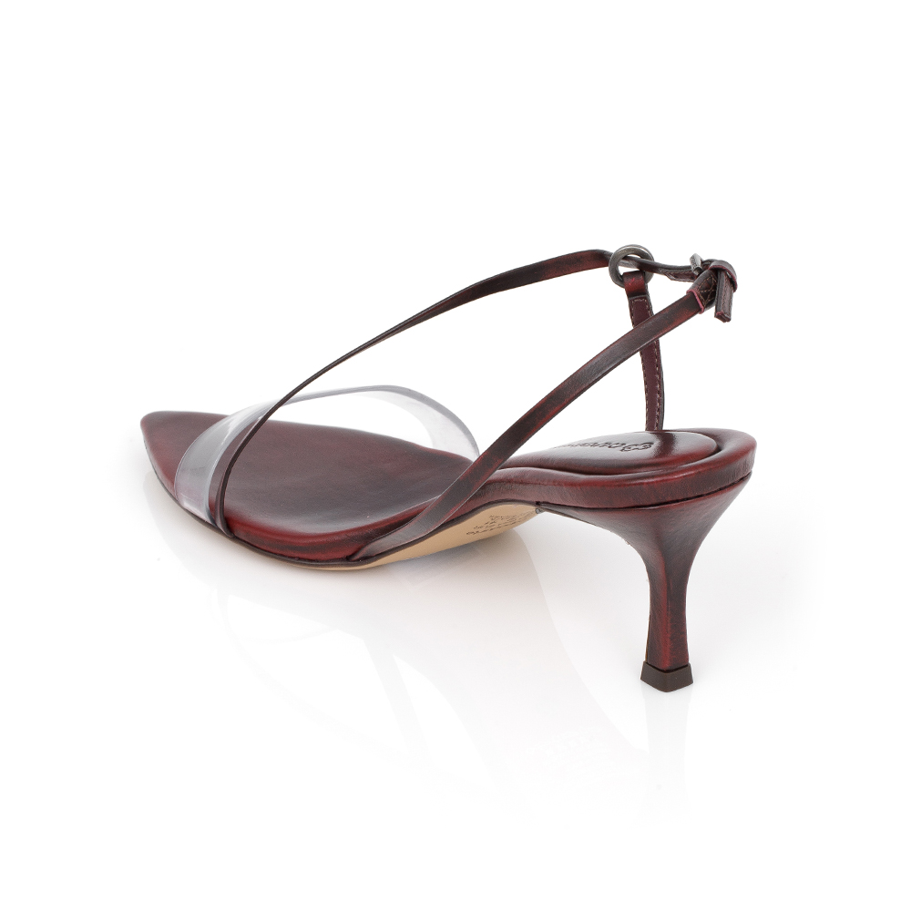 SANDÁLIA SALTO MÉDIO BORDÔ DE COURO COM TIRA VINIL image number 2