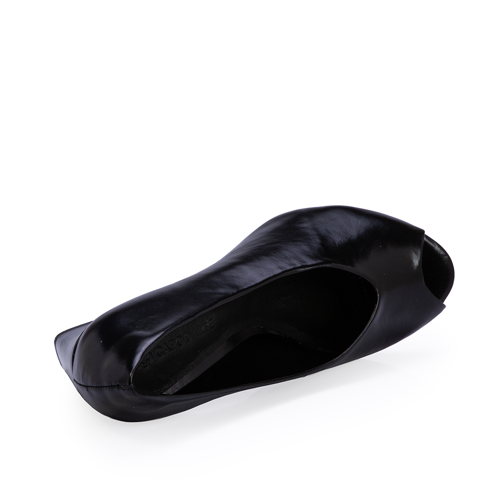 PEEP TOE PRETO DE COURO SALTO ALTO image number 4