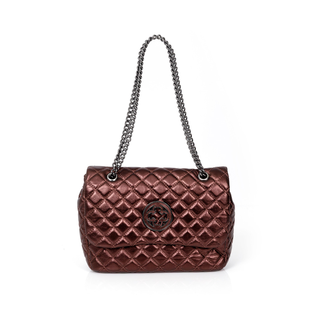 BOLSA OLÍVIA SHOULDER BAG MARROM DE COURO MATELASSÊ image number 0