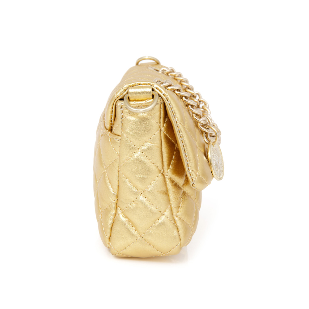 BOLSA PEQUENA TIRACOLO COURO DOURADA MATELASS&Ecirc; image number 1
