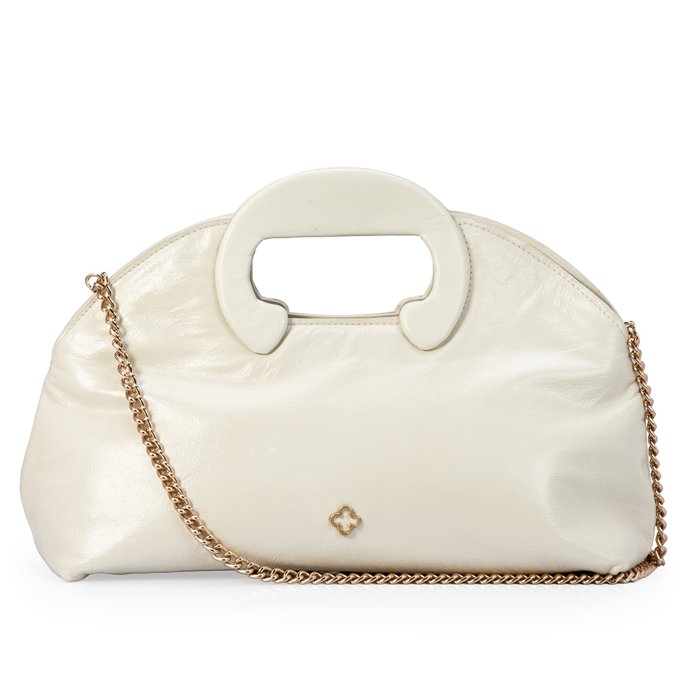 BOLSA CLUTCH BRANCA DUNA DE COURO COM AL&Ccedil;A CORRENTE image number 0