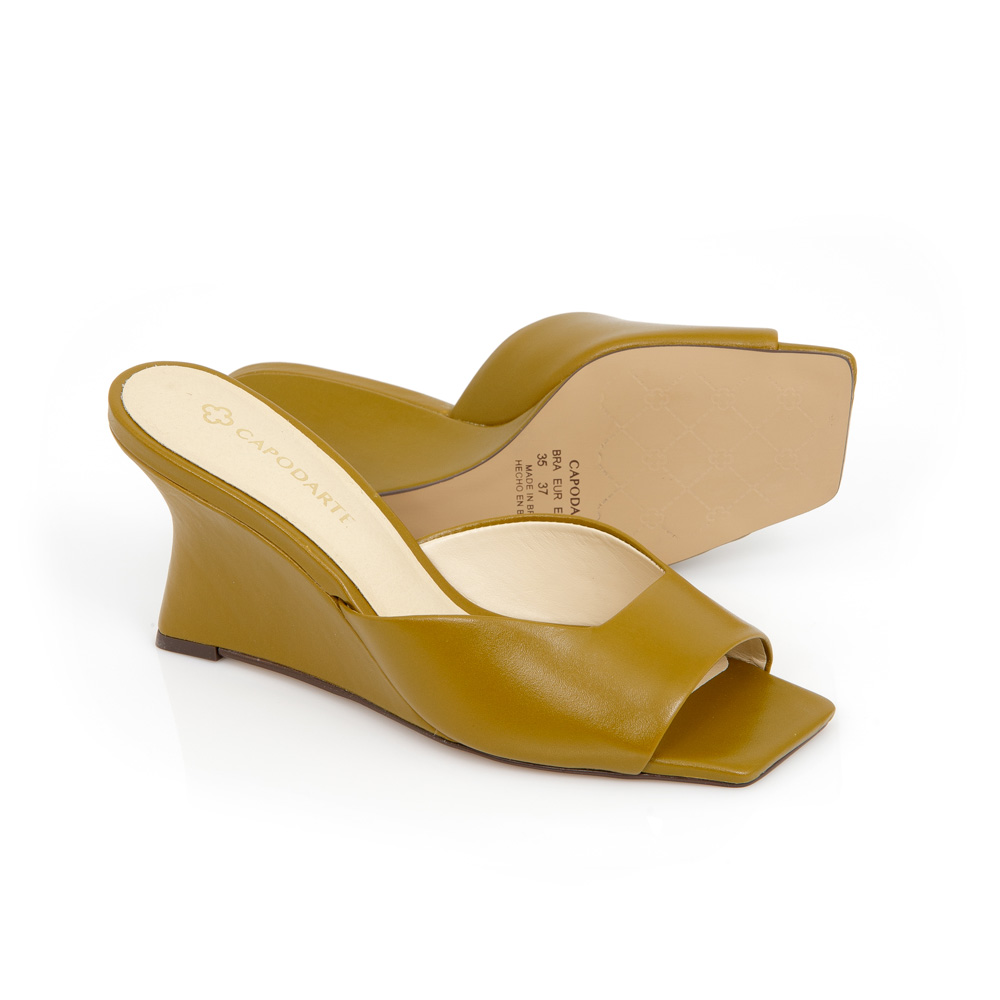 MULE SALTO ANABELA AMARELO CITRINO DE COURO image number 3