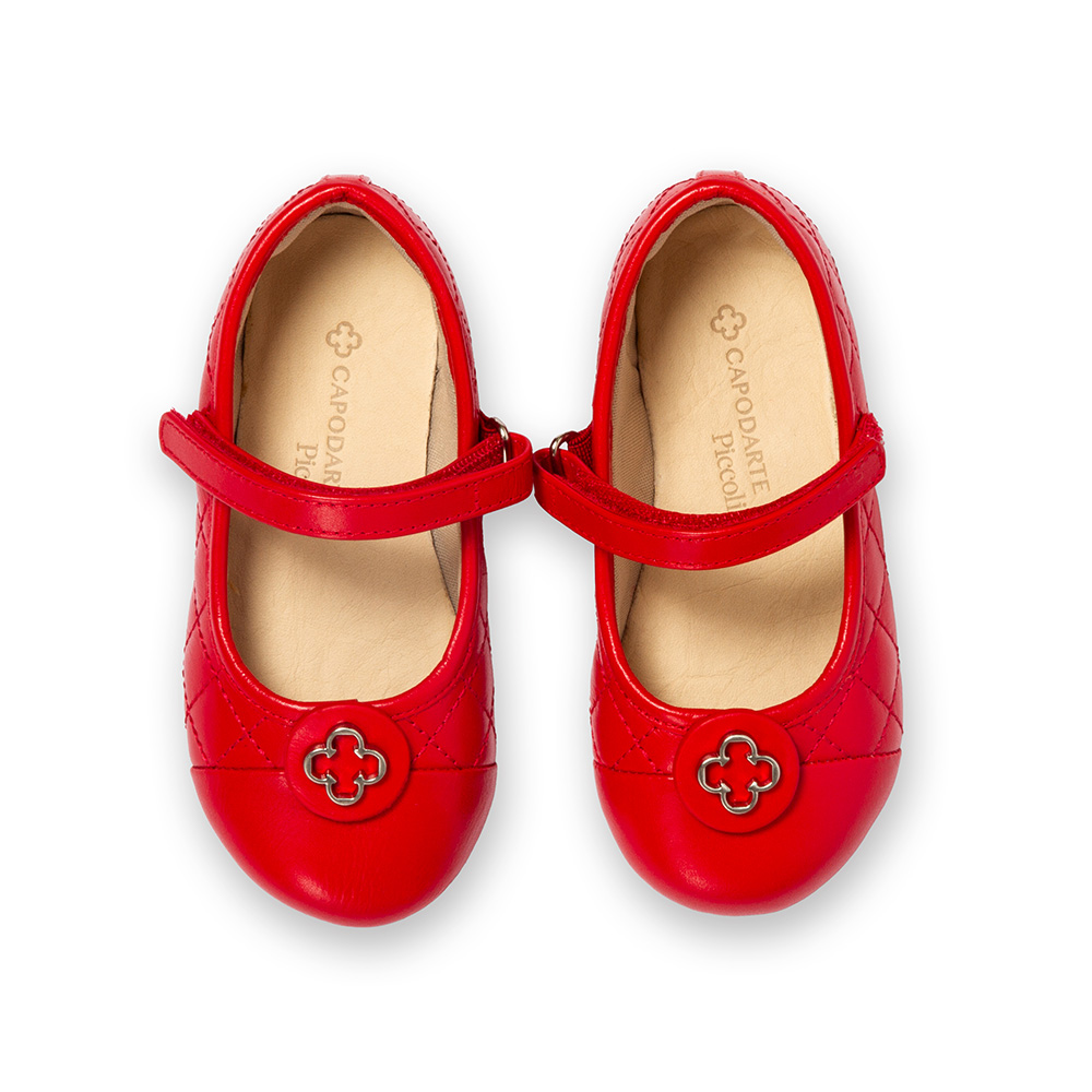 SAPATILHA BEB&Ecirc; VERMELHA RUBI DE COURO MATELASS&Ecirc; COM VELCRO CATHERINE image number 4