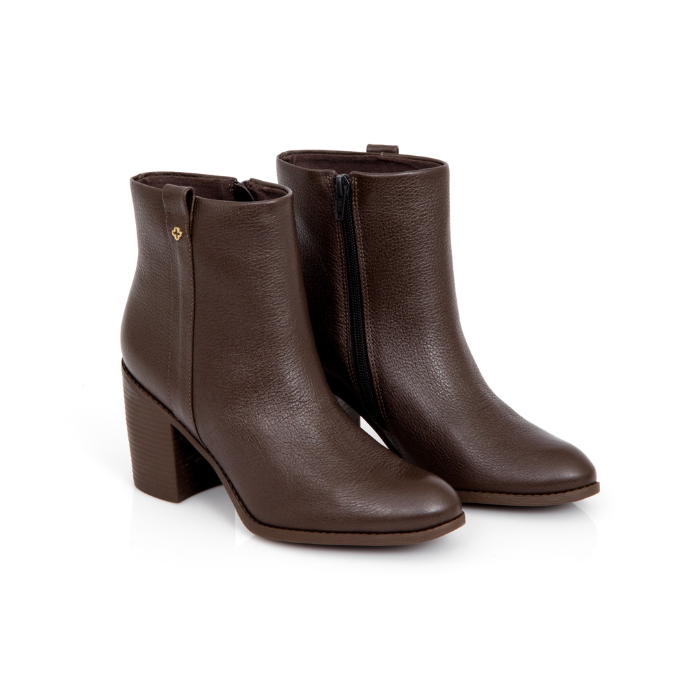 BOTA SALTO BLOCO MARROM DE COURO image number 1