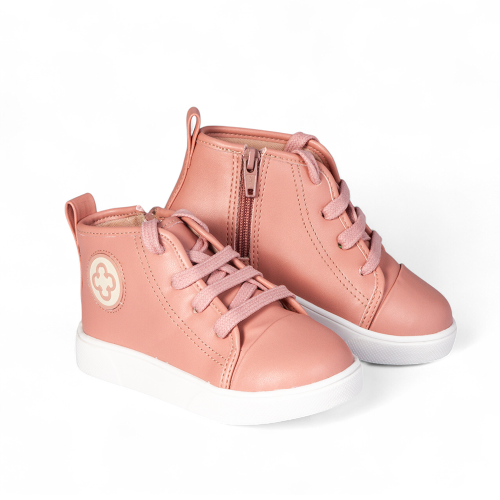 TÊNIS BEBÊ ROSÊ CANO ALTO AMARRAÇÃO image number 1