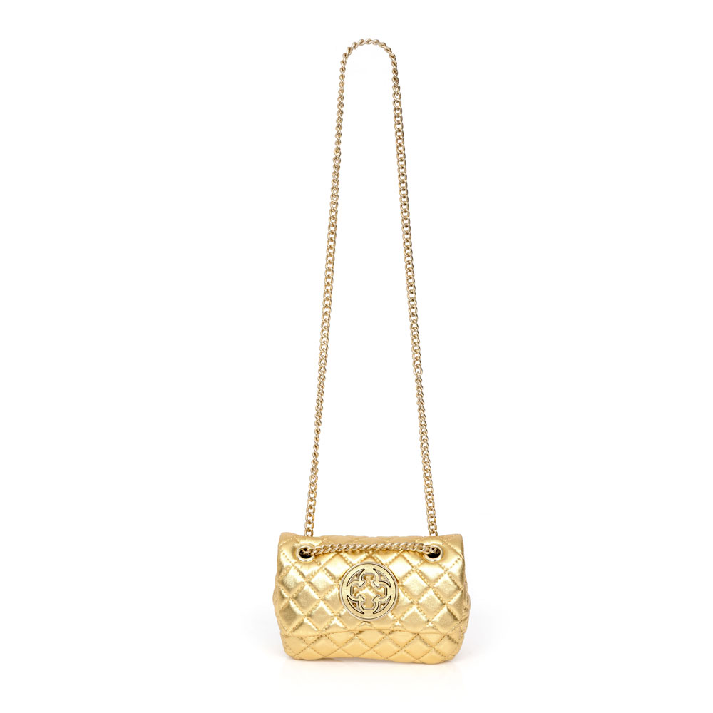 BOLSA  DOURADA DE COURO COM AL&Ccedil;A CORRENTE MINI OL&Iacute;VIA image number 3