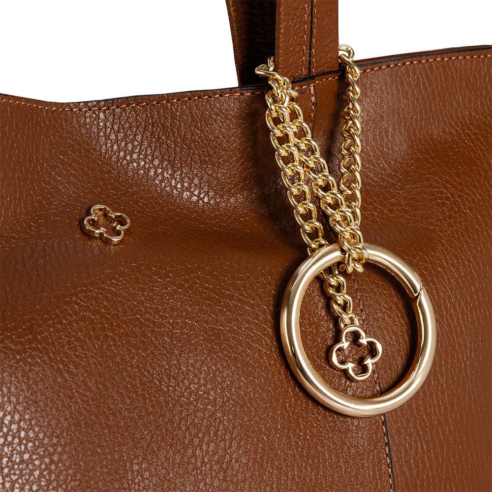 BOLSA MARROM DE COURO SHOPPER VIRA BUCKET image number 3