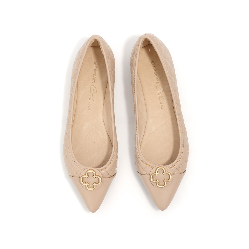 SAPATILHA CATHERINE BICO FINO NUDE SEDA DE COURO MATELASS&Ecirc; image number 4