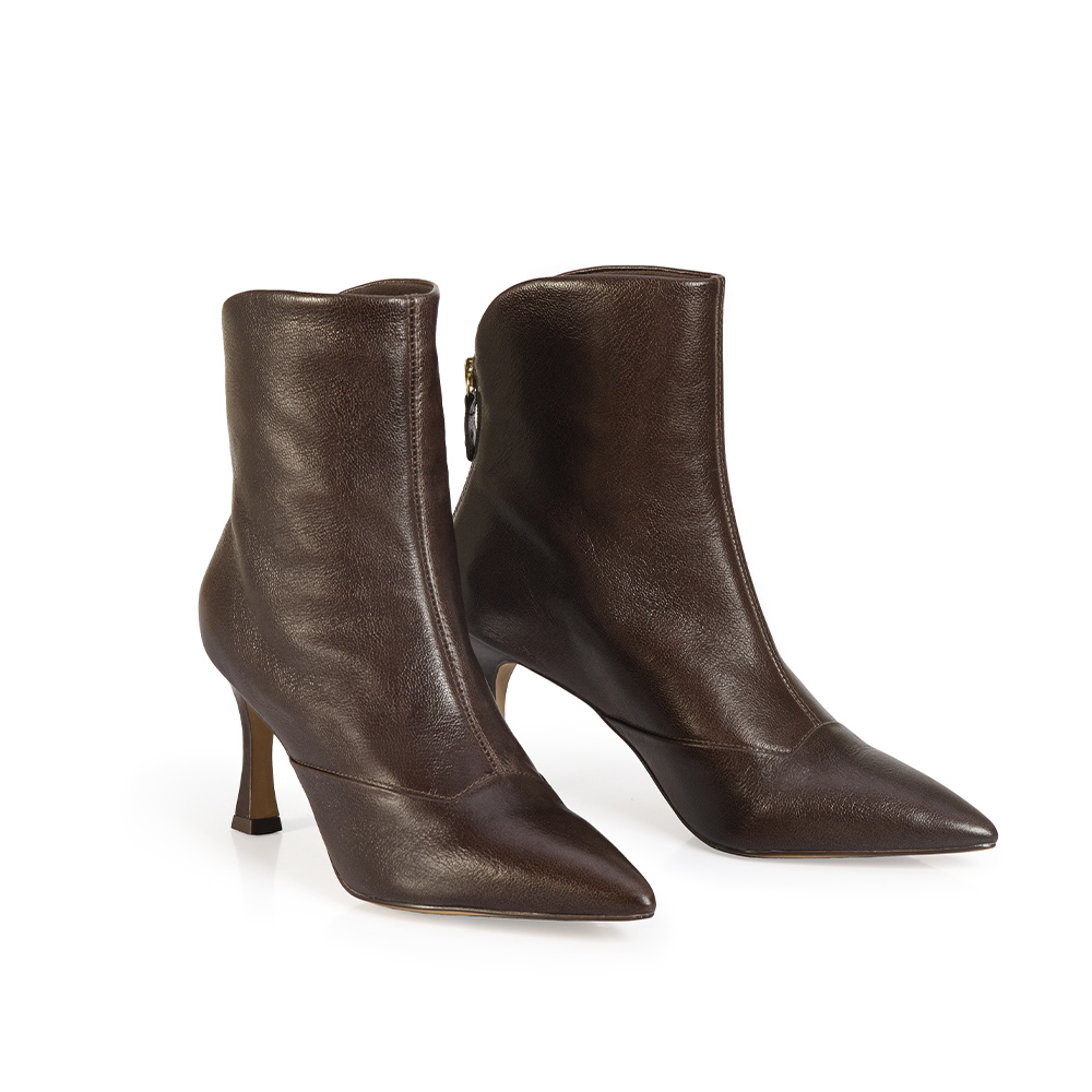 BOTA SALTO ALTO MARROM TOBACCO DE COURO image number 1
