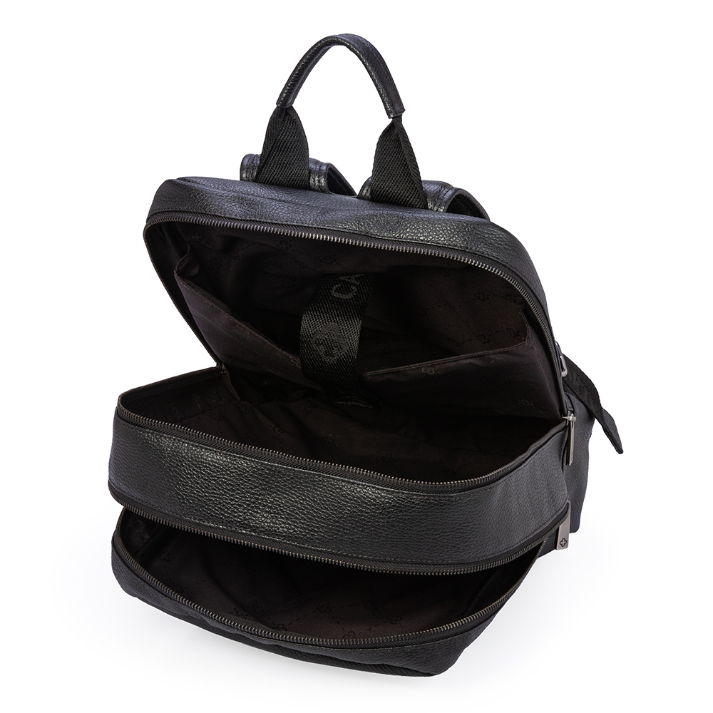 MOCHILA FEMININA PRETA DE COURO image number 4