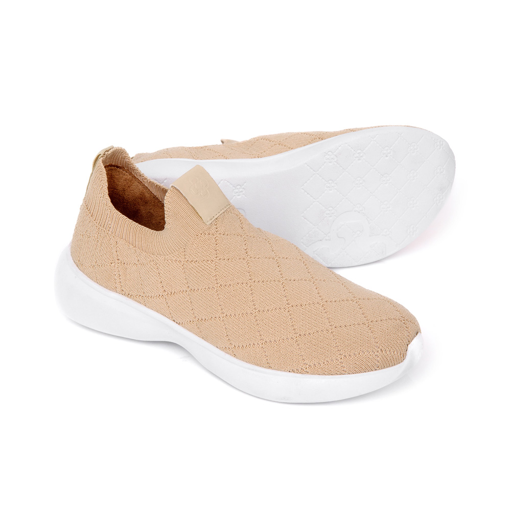 TÊNIS SLIP ON KNIT MATELASSÊ BEGE RÁFIA FEMININO image number 3