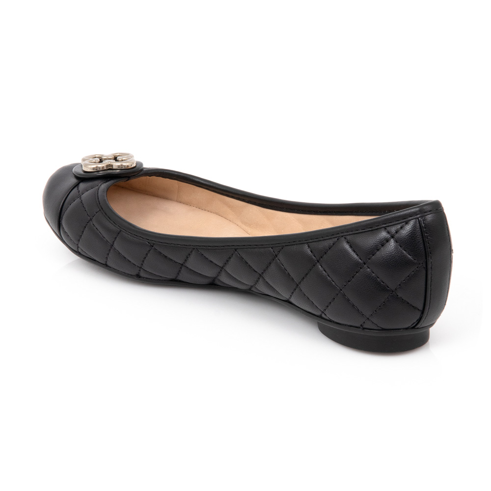 SAPATILHA CATHERINE PRETA DE COURO MATELASS&Ecirc; image number 2