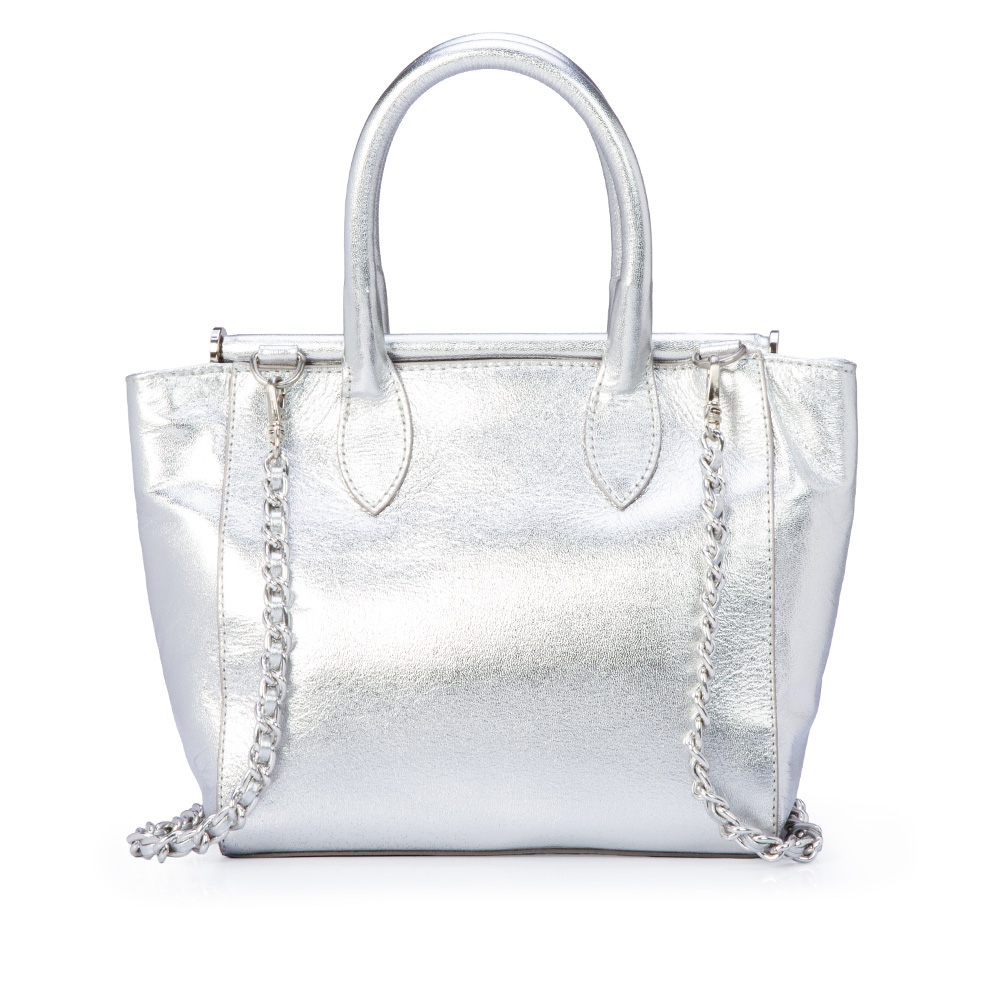 BOLSA TOTE DE COURO PRATA image number 2