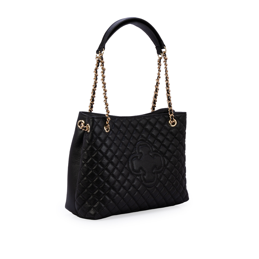 BOLSA HOBO PRETA DE COURO MATELASS&Ecirc; CARINA image number 3