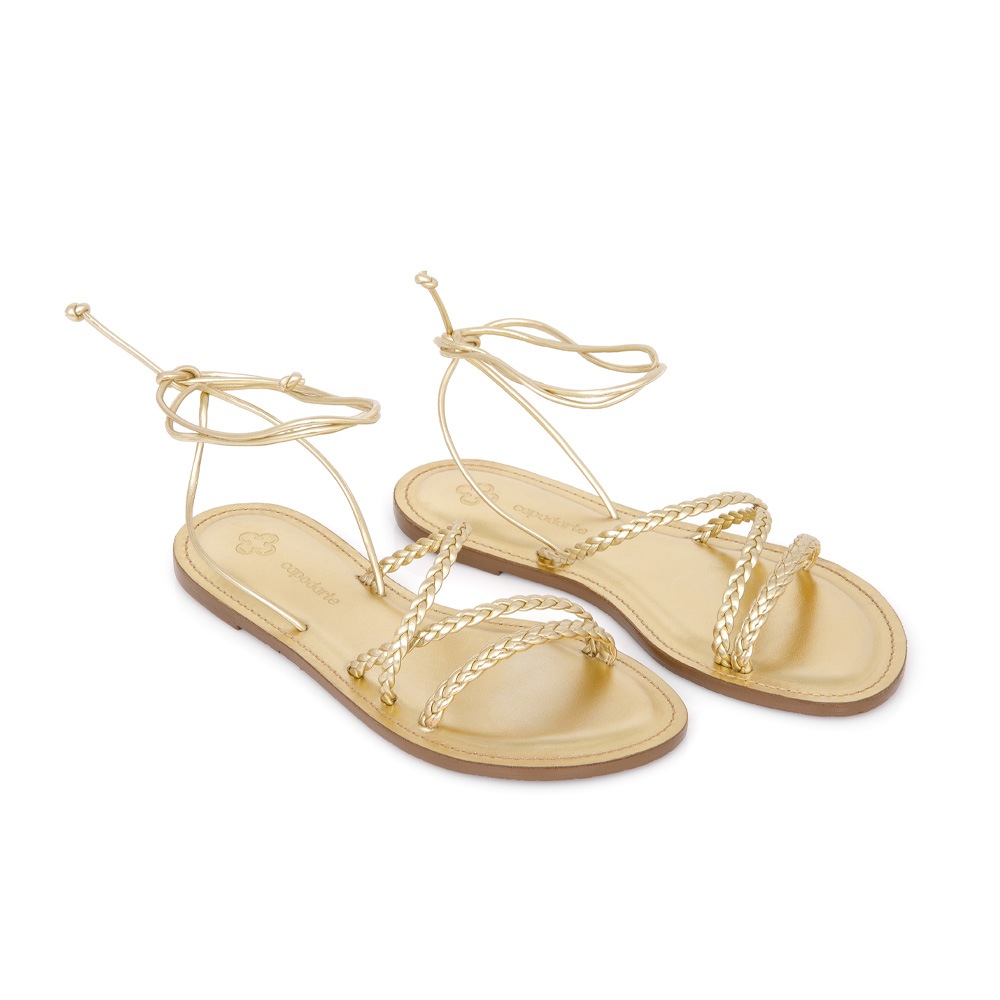 SAND&Aacute;LIA RASTEIRA DOURADA AMARRA&Ccedil;&Atilde;O TRAN&Ccedil;ADA image number 1