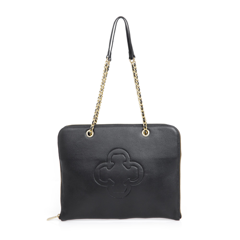 PASTA NOTEBOOK DE COURO PRETA COM AL&Ccedil;A CORRENTE image number 0